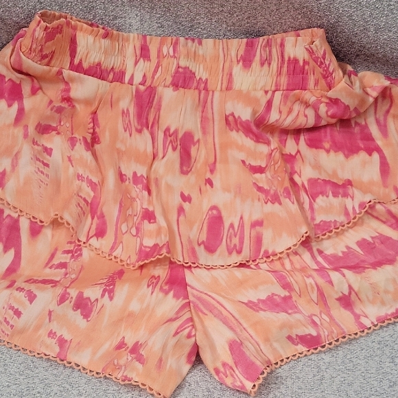 Nicole Miller Pink and Orange Tiered Shorts Size L - Picture 8 of 8